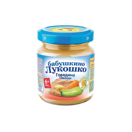 Пюре Бабушкино лукошко овощи с говядиной 100 г