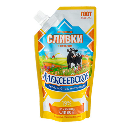 Сливки сгущенные с сахаром 19% Алексеевский МКК 360 г