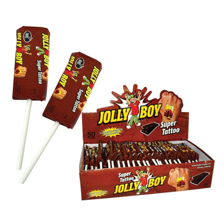 Конфета жевательная Jolly Boy со вкусом Шоколада с тату на палочке Три Собаки Забияки 10,5 г*50 шт.