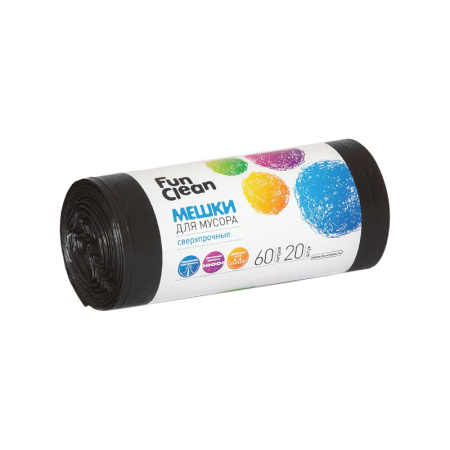 Мешки для мусора Fun Clean сверхпрочные черные 60 л 20 шт. ролик