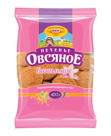 Овсяное ванильное печенье фас. 400г БКК