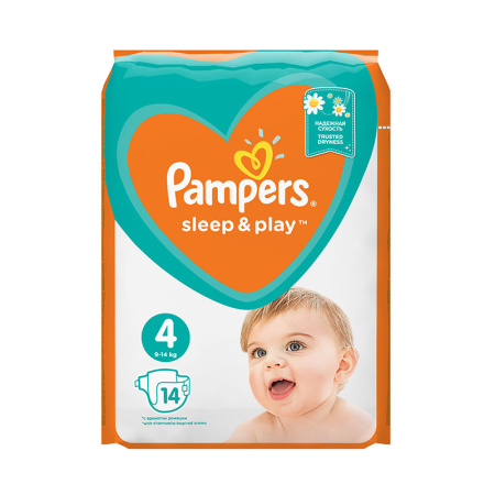 Подгузники "ПАМПЕРС" [Слип & Плэй макси №4] {9-14 кг} (14 шт)