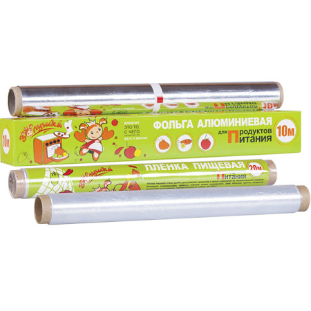 Набор фольга алюминиевая пищевая Золушка 10*30 + пленка пищевая 20*30