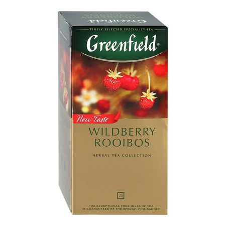 Чай Гринфилд Greenfield Wildberry Rooibos чайный с кусочками ягод земляники и клюквы 25 пир.