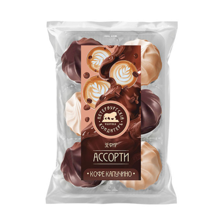 Зефир Ассорти кофе капучино в глазури аром Петербургский Кондитер 350 г*12