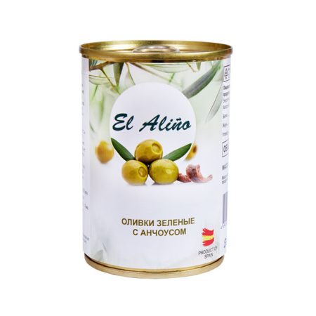 Оливки с анчоусом крупные Эль Алино ж/б 290 мл