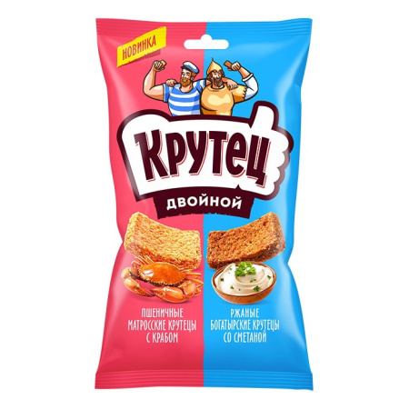 Смесь гренок Крутец двойной со вкусом краба и сметаны 100 г*18