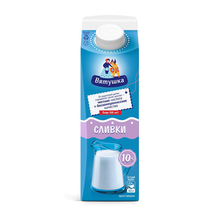 Сливки Вятушка 10% БЗМЖ КМК 0,5 л