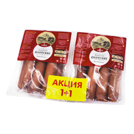 Колбаски полукопченые Охотские АКЦИЯ 1+1 САВА 540 г
