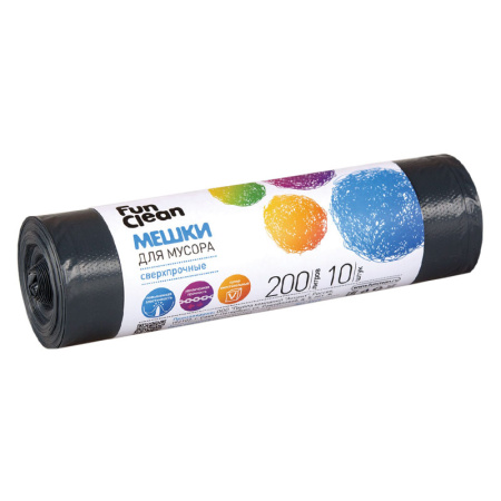 Мешки для мусора Fun Clean сверхпрочные черные 200 л 10 шт. ролик