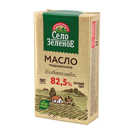 Масло сливочное Традиционное 82,5% БЗМЖ Село Зеленое 175 г*16