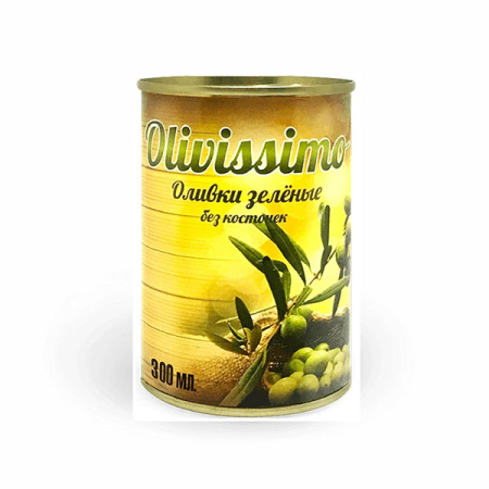 Оливки зеленые без косточек Olivissimo Оливиссимо ж/б 300 мл*12