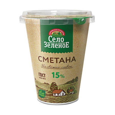 Сметана 15% БЗМЖ Село Зеленое 300 г*6