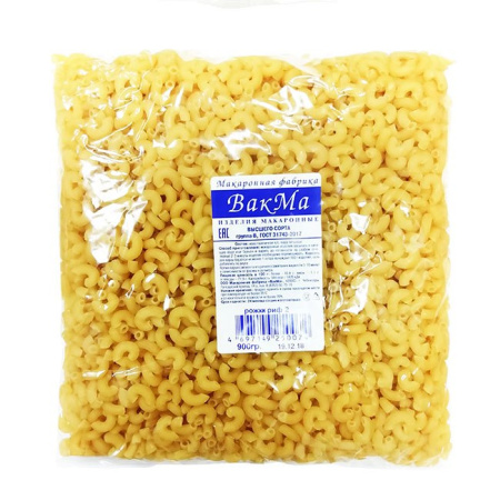 Макаронные изделия ВакМа рожки рифленые №2 900 г 