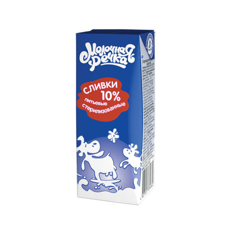 Сливки стерилизованные 10% Slim Leaf Молочная Речка 200 г*15
