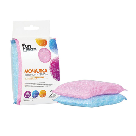 Мочалка для эмали и тефлона Fun Clean в полимерной оплетке 2 шт.