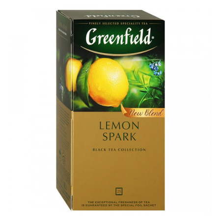 Чай Гринфилд Greenfield Lemon Spark черный с лимоном 25 пак.