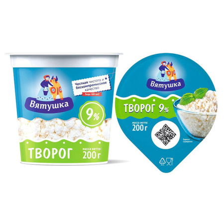 Творог Вятушка 9% БЗМЖ КМК 200 г*12