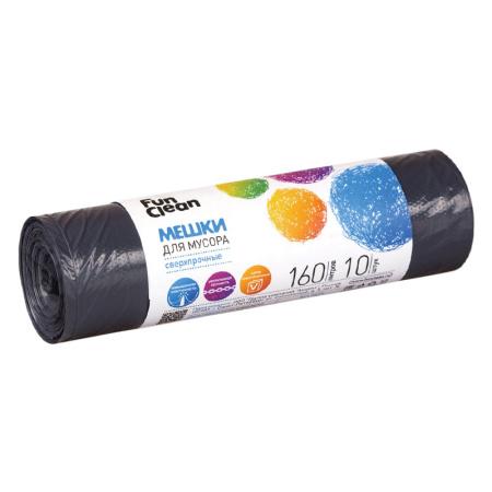 Мешки для мусора Fun Clean сверхпрочные черные 160 л 10 шт. ролик
