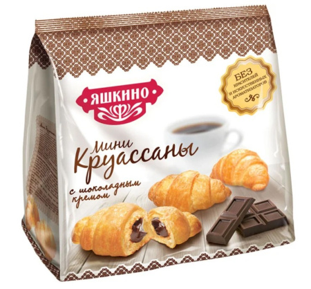 Мини-круассаны Яшкино с шоколадным кремом КДВ 180 г