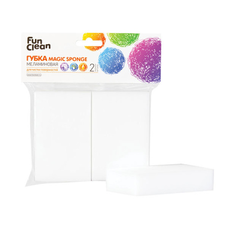 Губка для мытья поверхностей Fun Clean меламиновая 2 шт.