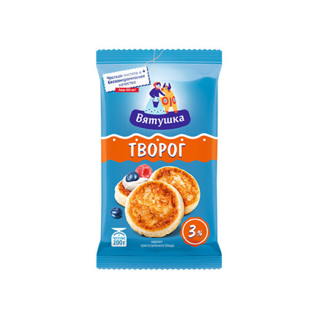 Творог Вятушка 3% БЗМЖ КМК 200 г*24