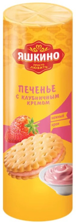 Печенье затяжное Яшкино С клубничным кремом КДВ 182 г