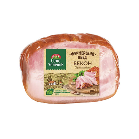 Бекон классический из свинины копчено-вареный Село Зеленое КуМК в/у 300 г