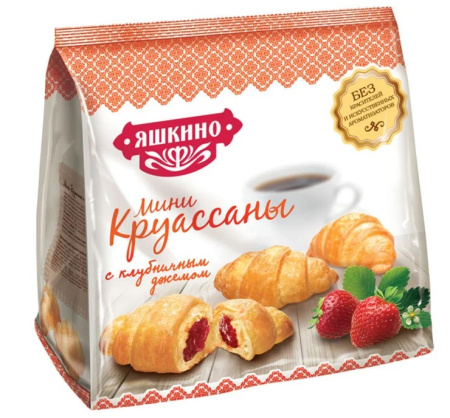 Мини-круассаны Яшкино с клубничным джемом КДВ 180 г