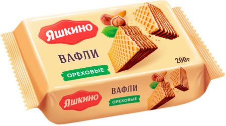 Вафли Яшкино Ореховые КДВ 200 г*24