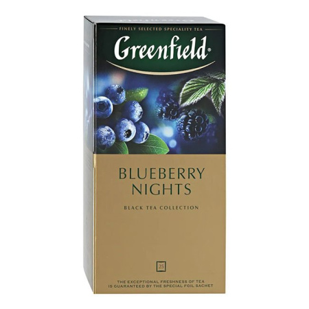 Чай Гринфилд Greenfield Blueberry Nights черный с ароматом черники и ежевики 25 пак.