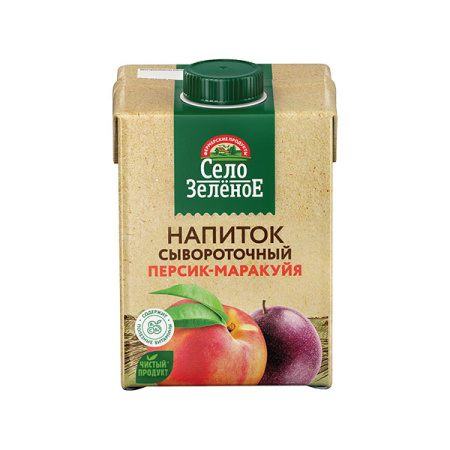 Напиток сывороточный персик маракуйя БЗМЖ Село Зеленое 500 мл*12