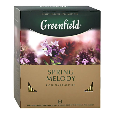 Чай Гринфилд Greenfield Spring Melody черный с ароматом фруктов и душистых трав 100 пак.